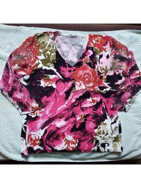 Nygard Collection Multi-coloured V-neck Sweater, Size Large